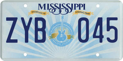 MS license plate ZYB045