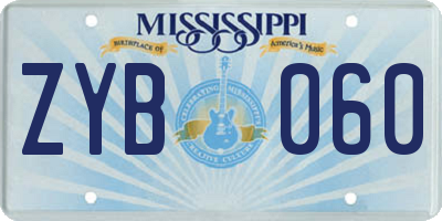 MS license plate ZYB060