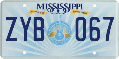 MS license plate ZYB067