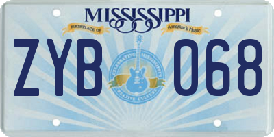MS license plate ZYB068