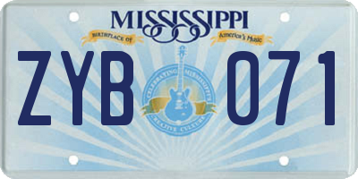 MS license plate ZYB071
