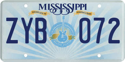MS license plate ZYB072
