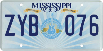 MS license plate ZYB076