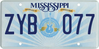 MS license plate ZYB077