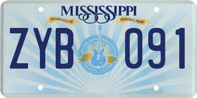 MS license plate ZYB091