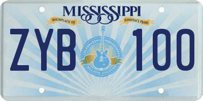MS license plate ZYB100