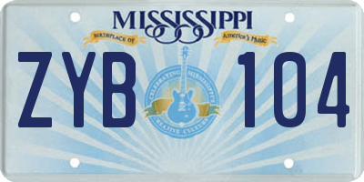 MS license plate ZYB104