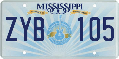 MS license plate ZYB105
