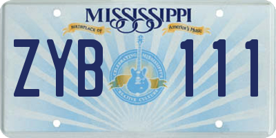 MS license plate ZYB111