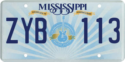 MS license plate ZYB113