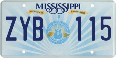 MS license plate ZYB115