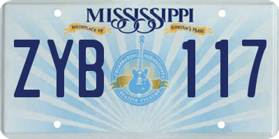 MS license plate ZYB117