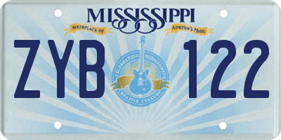 MS license plate ZYB122