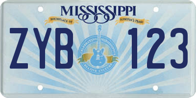 MS license plate ZYB123