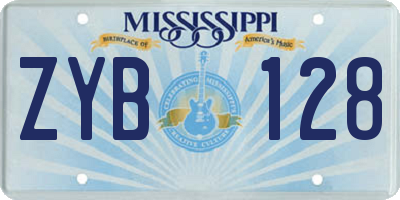 MS license plate ZYB128