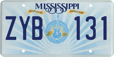 MS license plate ZYB131