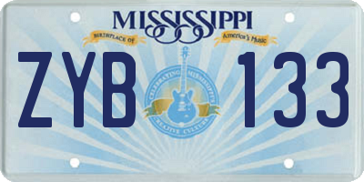 MS license plate ZYB133