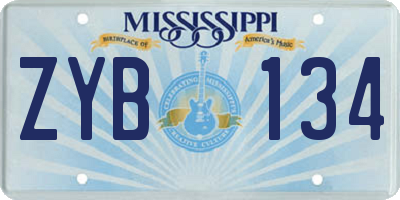 MS license plate ZYB134
