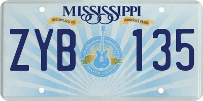 MS license plate ZYB135