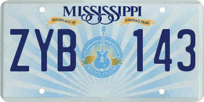 MS license plate ZYB143