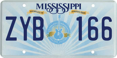 MS license plate ZYB166
