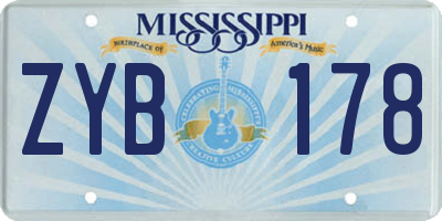 MS license plate ZYB178