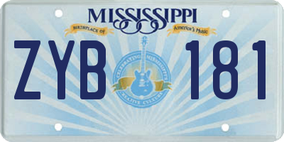 MS license plate ZYB181