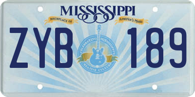 MS license plate ZYB189