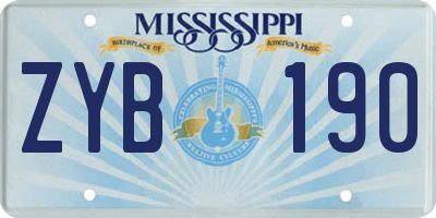 MS license plate ZYB190