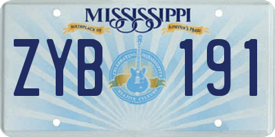 MS license plate ZYB191
