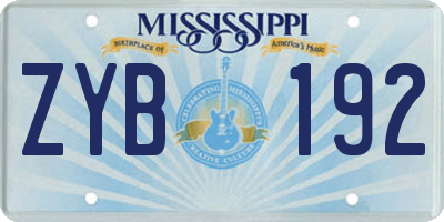 MS license plate ZYB192