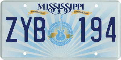 MS license plate ZYB194