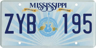 MS license plate ZYB195
