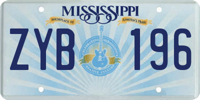 MS license plate ZYB196