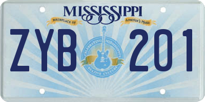 MS license plate ZYB201