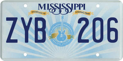 MS license plate ZYB206