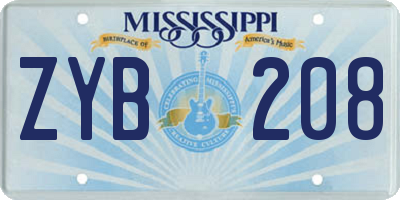 MS license plate ZYB208