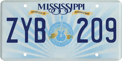 MS license plate ZYB209
