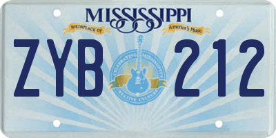 MS license plate ZYB212