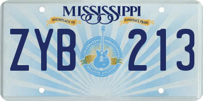 MS license plate ZYB213