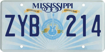 MS license plate ZYB214