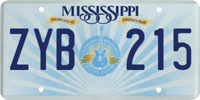MS license plate ZYB215