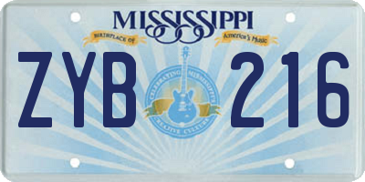 MS license plate ZYB216