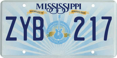 MS license plate ZYB217