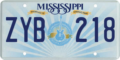 MS license plate ZYB218