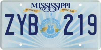 MS license plate ZYB219