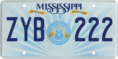 MS license plate ZYB222