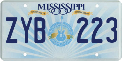 MS license plate ZYB223