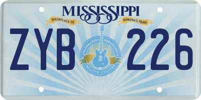 MS license plate ZYB226