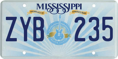 MS license plate ZYB235